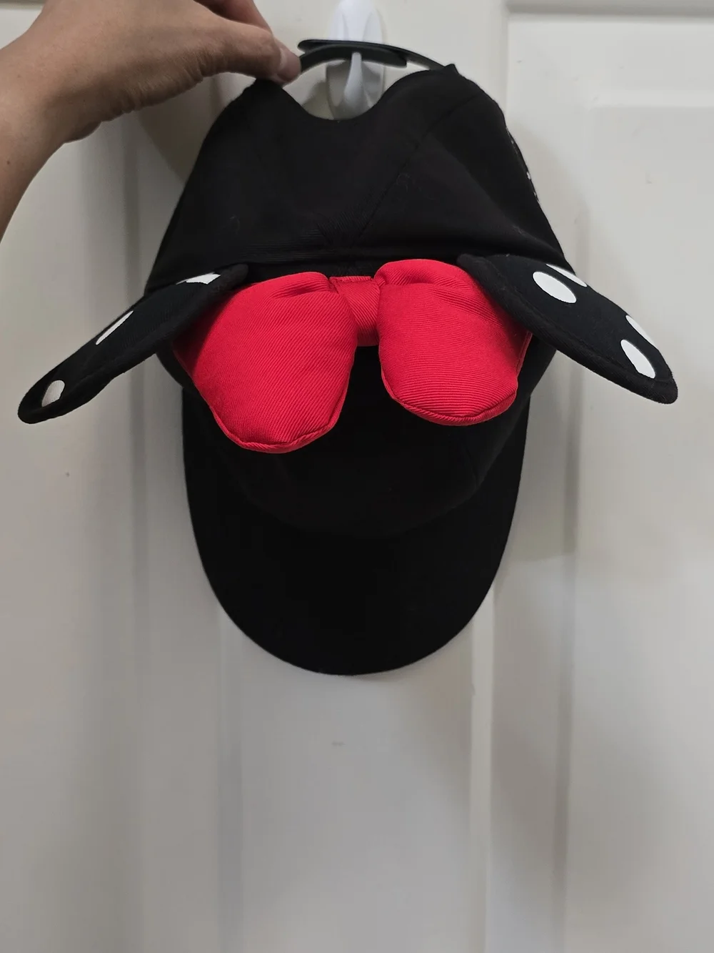 Disney Black Adult Cap with Red Bow and Character Ears